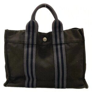 Auth HERMES Fourre Tout Tote PM - Black Canvas Tote Bag